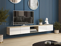 Тумба под ТВ Альба-2 (Белый/Белый глянец)