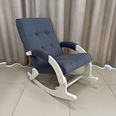 Кресло-качалка с подножкой Leset Хилл (Слоновая кость/Ткань велюр Серый V32/Кант Серый V32)