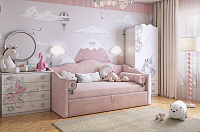 Софа Лея 0.9 с подъемным механизмом (Нежно-розовый/Галька велюр)