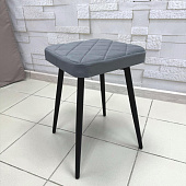 Табурет Хоби квадрат с прострочкой велюр (Серый velutto 32/Черный конус)