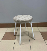 Табурет Хоби круг с прострочкой велюр (Бежевый california 102/Белый конус)