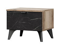 Тумба прикроватная Омега (Дуб делано светлый/камень Пьетра черный) 