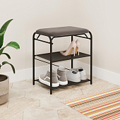 Подставка для обуви Гранада-13 с сиденьем (Черный/Ткань нубук)