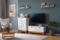 Гостиная Хюгге К-2 (Белое дерево/Дуб крафт золотой/Белый матовый)