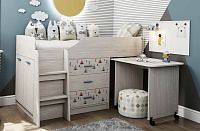 Кровать-чердак Каприз-5 мини с выкатным столом (Анкор белый/Виг-Вам)