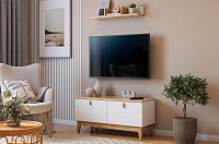 Гостиная  Хюгге К-1(Белое дерево/Дуб крафт золотой/Белый матовый)