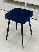 Табурет Хоби квадрат с прострочкой велюр (Синий velutto 26/Черный конус)