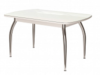 Стол обеденный Бостон на опоре триумф-хром (Белый)