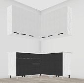 Кухня угловая Григгс М 1,6*1,5  (Камень светлый/Камень темный/Столешница Мрамор Лацио)