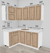 Кухня угловая Юлия 1,25*1,70 МДФ (Дуб сономаСтолешница Гранит белый)