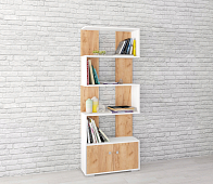 Стеллаж Ромео-2 (Дуб крафт серый/Белый древесные поры)