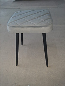 Табурет Хоби квадрат с прострочкой велюр (Серый velutto 32/Белый конус)