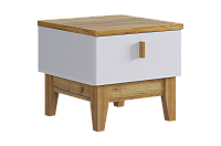 Тумба прикроватная Хюгге (Белое дерево/Дуб крафт золотой/Белый матовый)