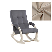 Кресло-качалка с подножкой Leset Хилл (Слоновая кость/Ткань велюр Бежевый V18/Кант Бежевый V18)