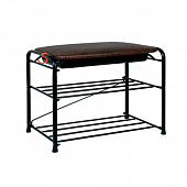Подставка для обуви Альфа-23 3-х полочная с сиденьем и ящиком (Черный)