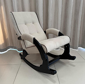 Кресло-качалка с подножкой Leset Хилл (Венге/Ткань велюр Бежевый V18/Кант Коричневый V23)