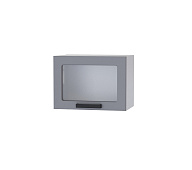Шкаф верхний горизонтальный со стеклом 5ХС кухня Марбл (Белый/Океан)